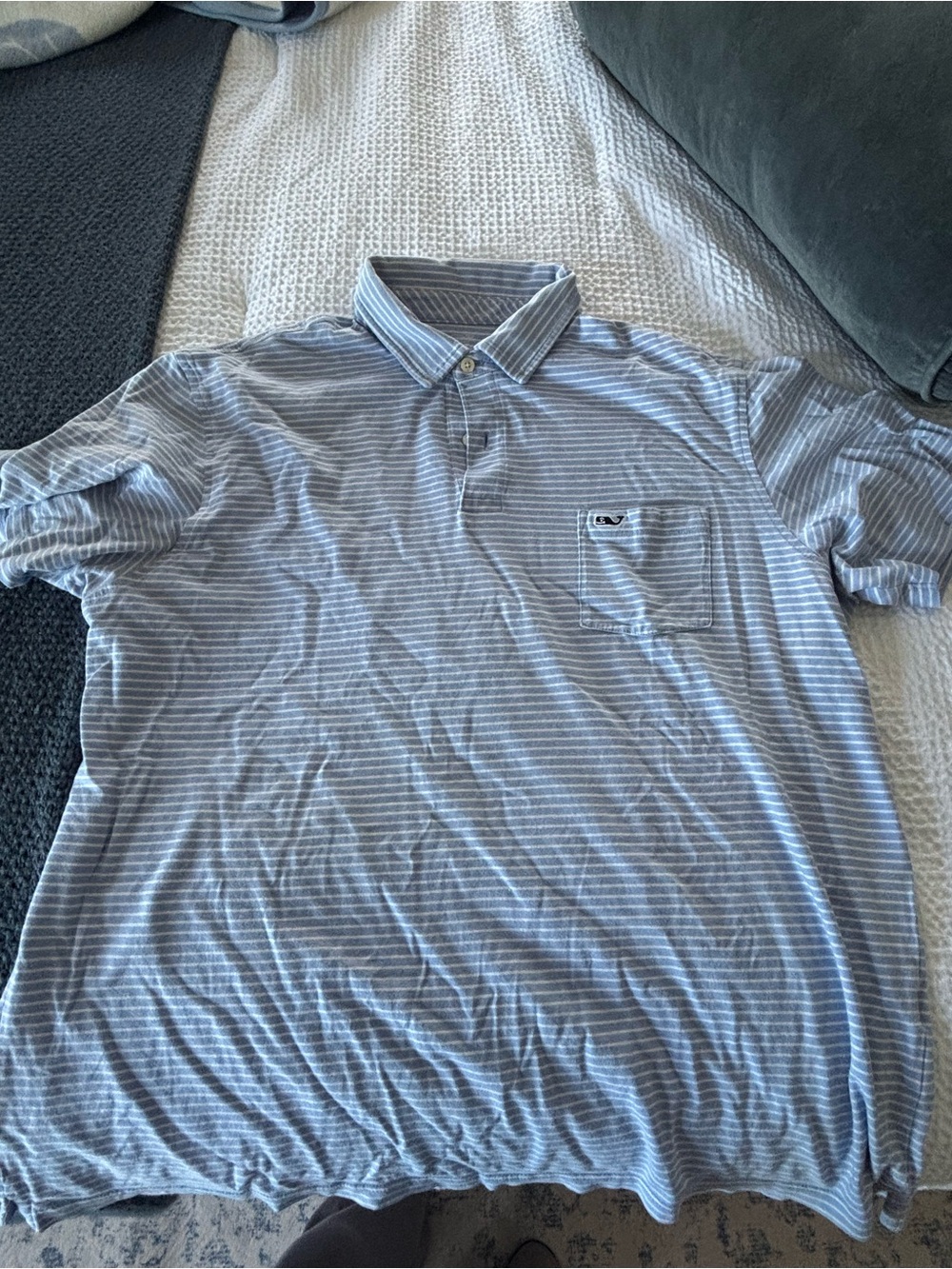 Vineyard Vines Light Blue & White Striped Polo